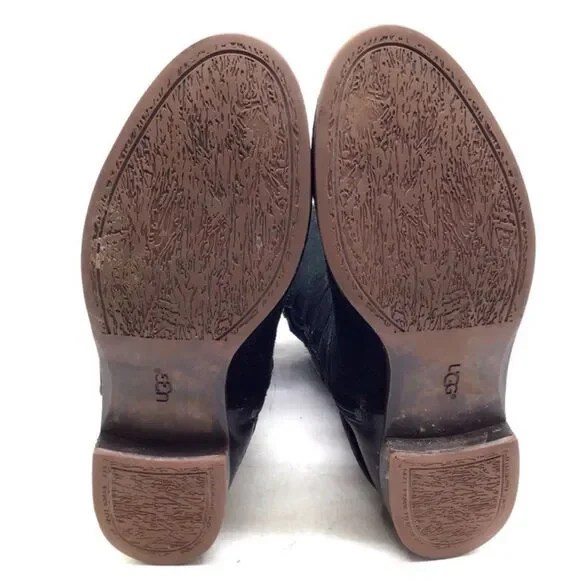 Ugg Women's Deanna Black Suede Leather Riding Boots - Size 7.5 - Picture 5 of 6